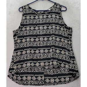 Paper Kite Tank Top Womens Medium Black Wide Strap Round Neck High Low Back Zip‎
